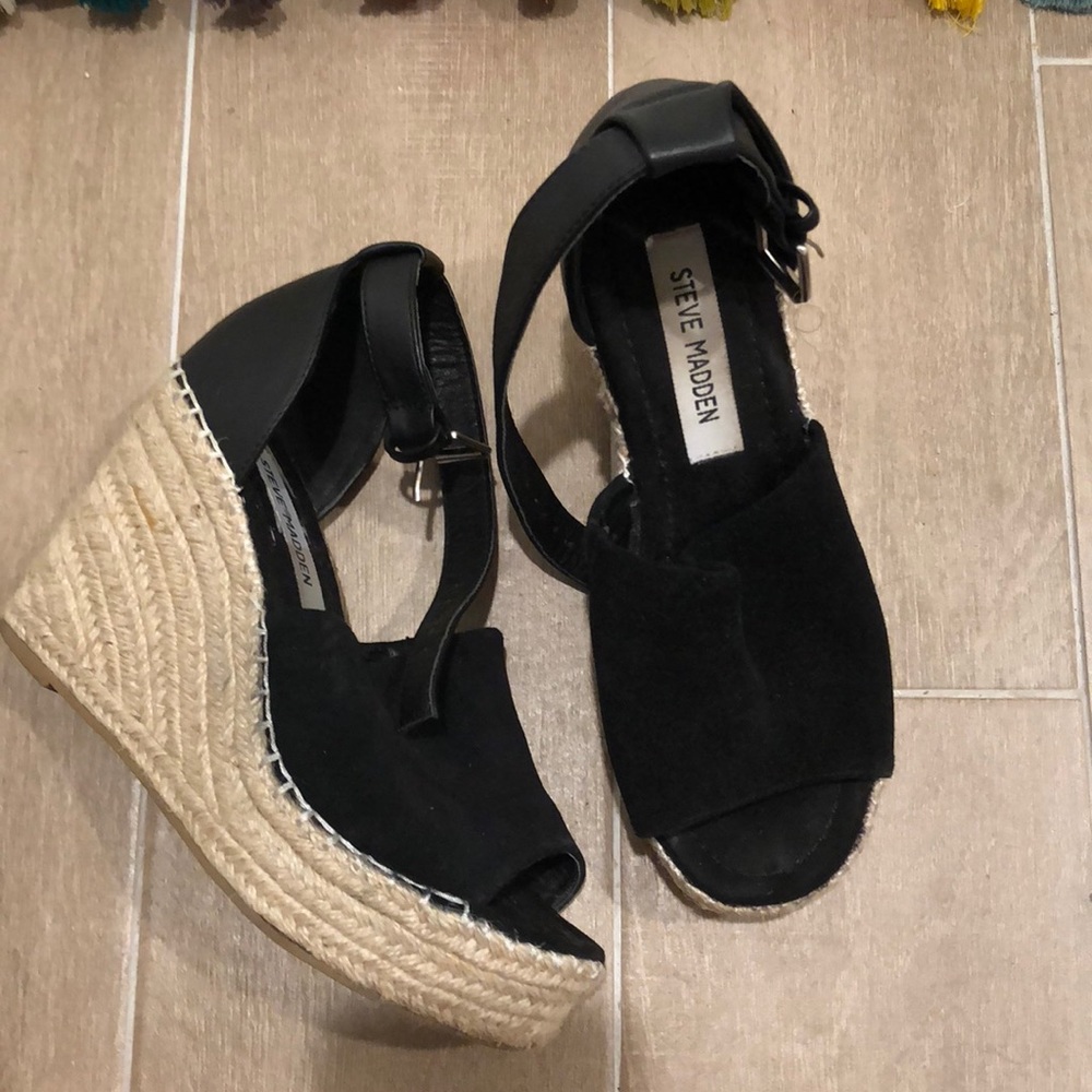 Steve Madden Black espadrille wedges
